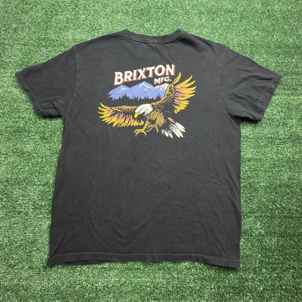 Brixton MFG Mens Black Graphic T-Shirt Eagle Mountain Large Standard Fit